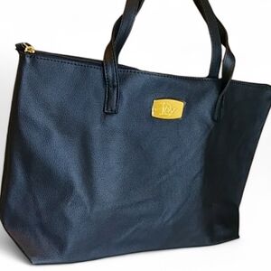 JOY MANGANO Leather Black Tote Bag & Wristlet